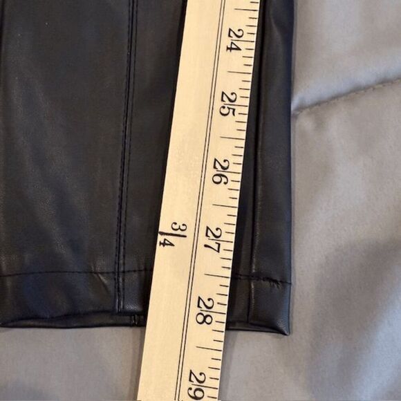 Revamped Faux Leather Leggings Exposed Side Zipper Front Seams Black Size XS - Picture 10 of 11